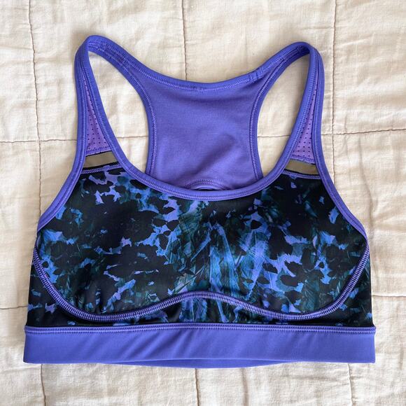 Lululemon Sweaty Or Not Floral Print Sports Bra Purple Iris Flower 6 - Picture 1 of 6